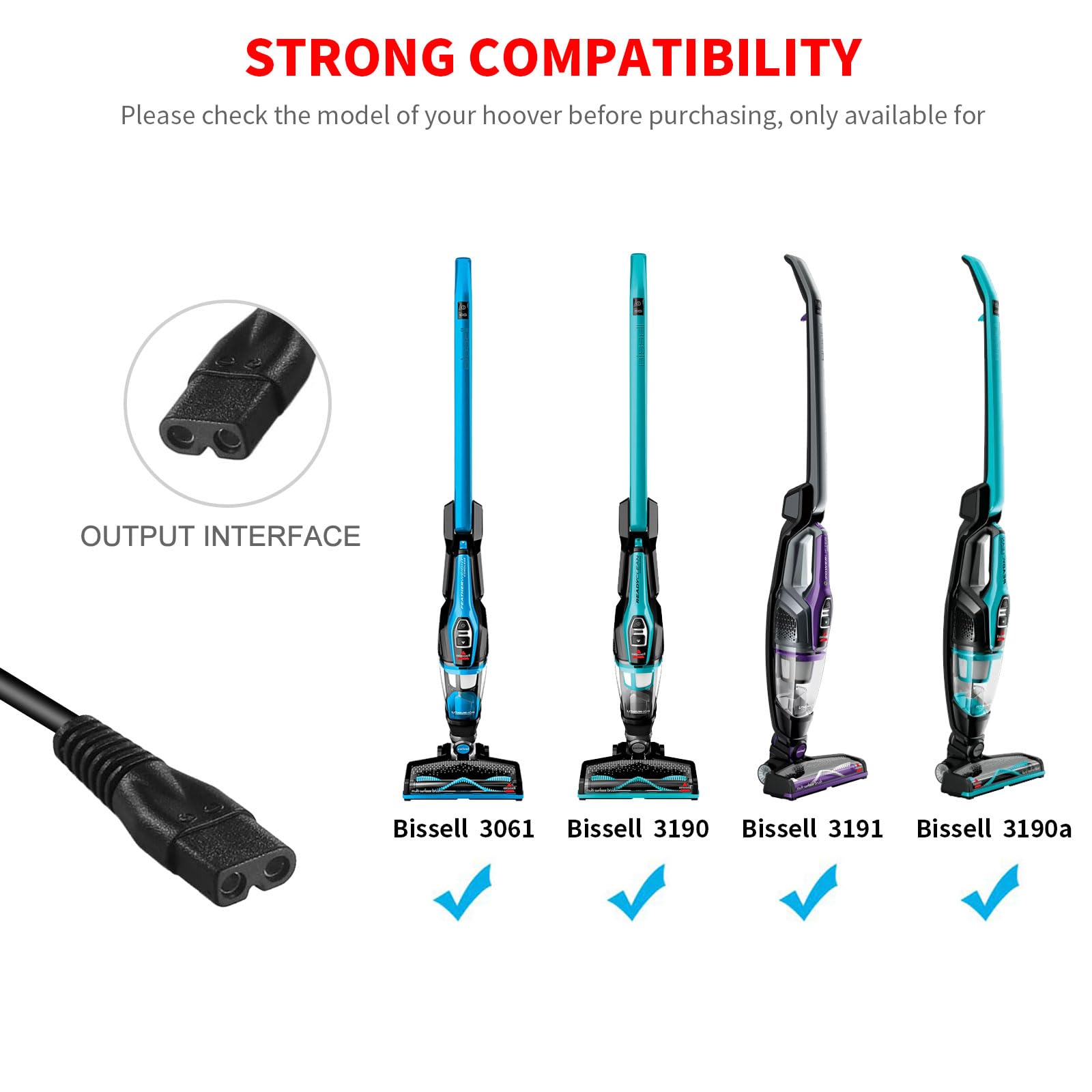 Original Bissell 3061 3190 3190A 31902 3191 3192 30921 3079 AC Power Adapter Replacement - Compatible with Bissell Featherweight Cordless Stick Vacuum Charger - Perfect for Home Cleaning & Quick Recharging