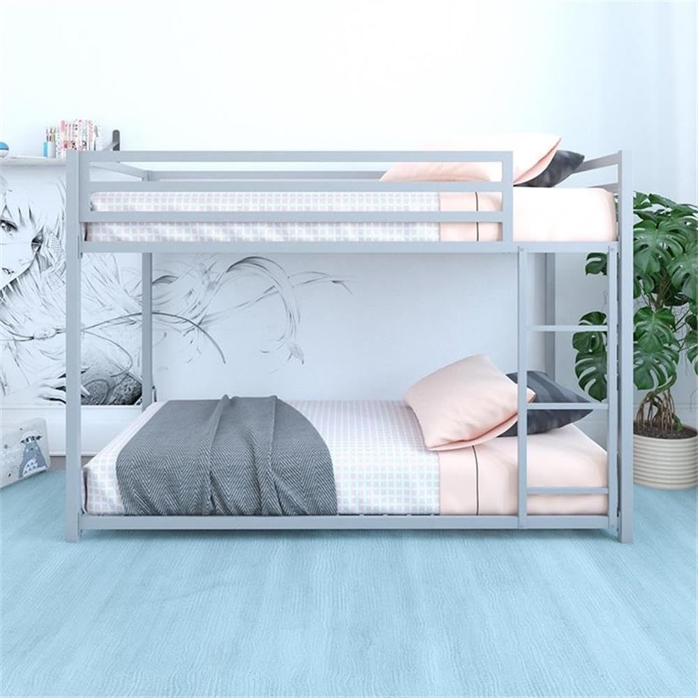 Rosebery Kids Twin Over Twin Metal Bunk Bed - Silver Finish | Space-Saving Bed for Siblings & Sleepovers | Perfect for Small Bedrooms & Shared Kids Rooms