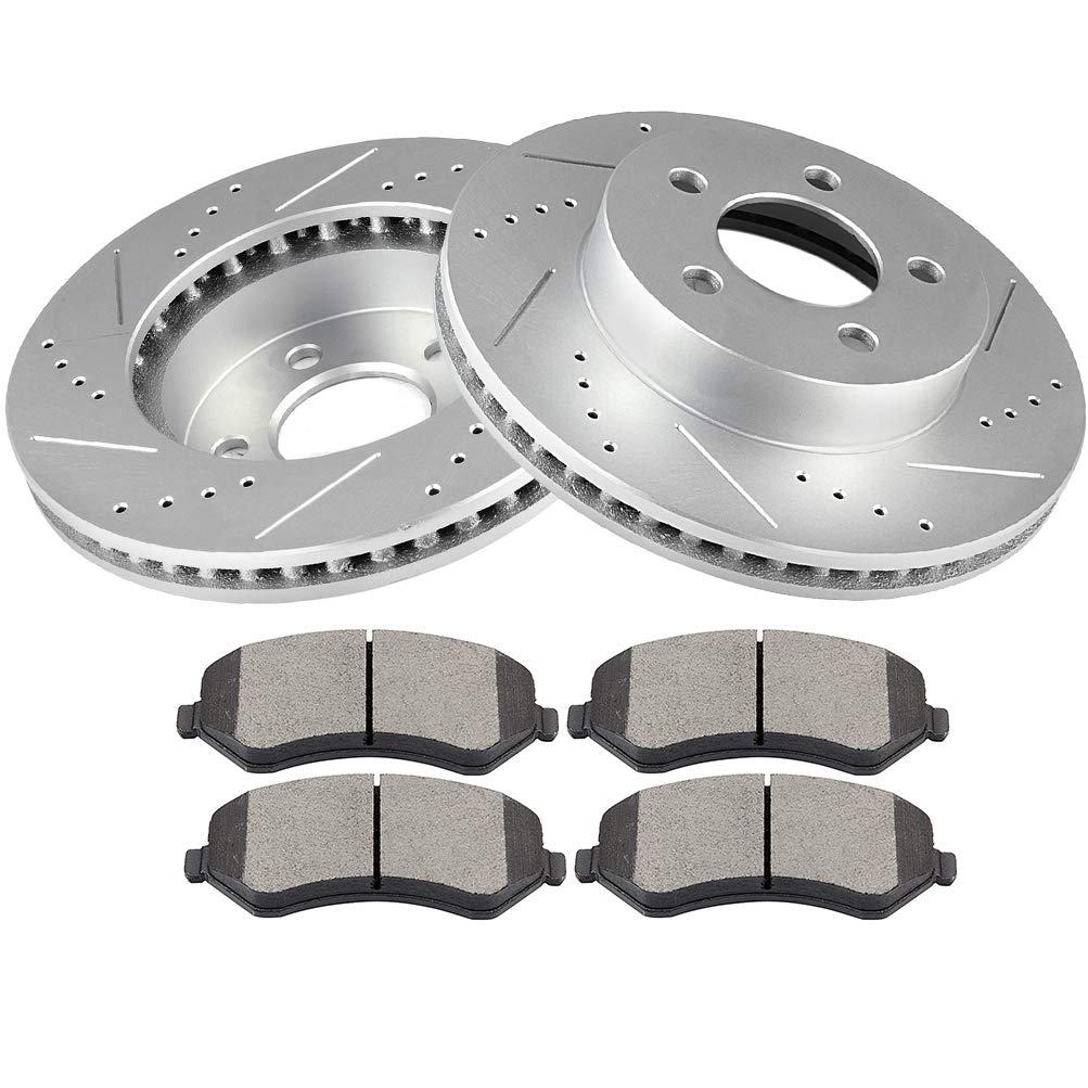 AUTOMUTO Front Brake Rotors and Ceramic Brake Pads Kit - Compatible with 2002-2007 Jeep Liberty - High Performance Braking System for Off-Road & Daily Driving