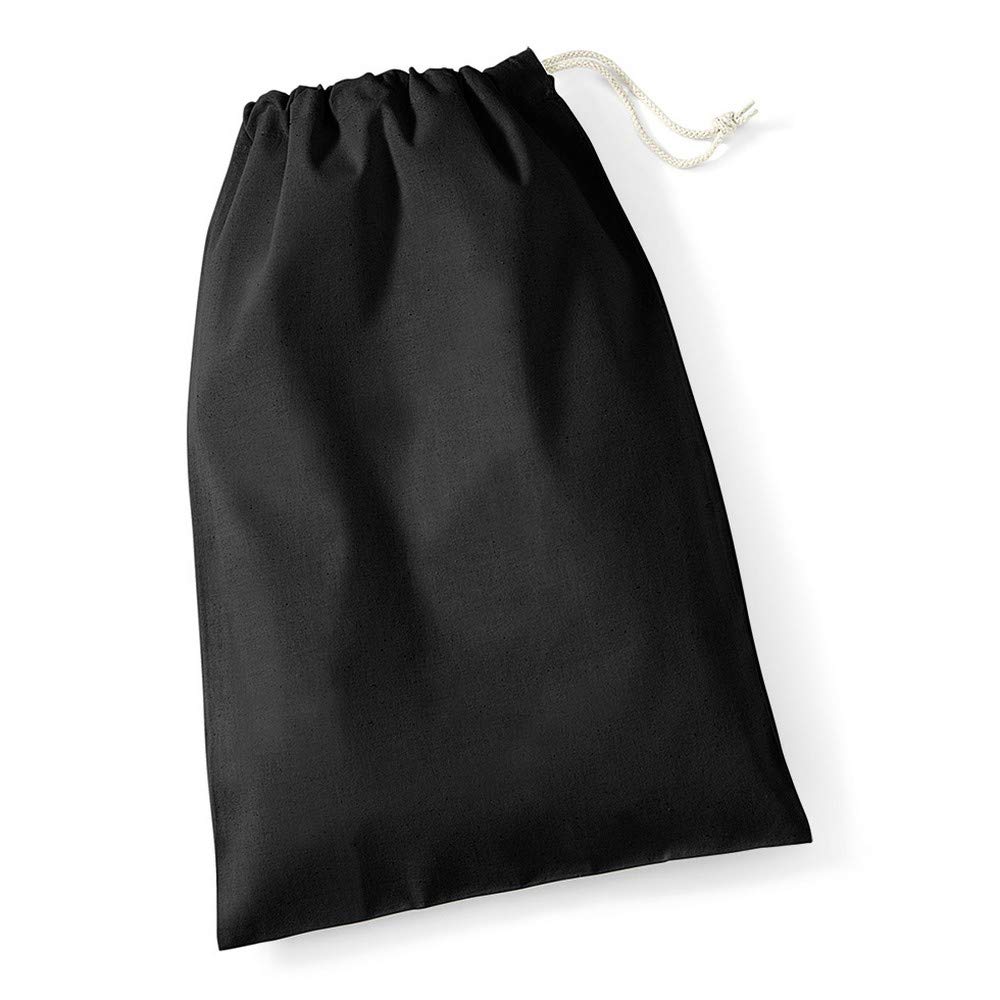Westford Mill Wm115 Cotton Stuff Bag - Black | Durable & Washable Storage Organizer for Travel, Gym, Laundry & Home Organization