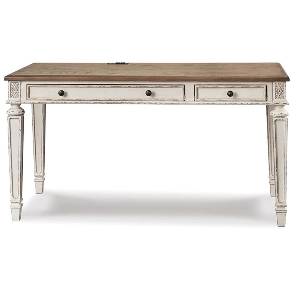 BOWERY HILL White Modern Computer Desk with USB Ports - Engineered Wood Home Office Desk for Work, Study & Gaming - Compact Writing Table for Small Spaces & Dorm Rooms