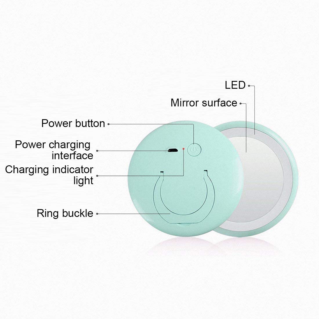 Breewell Portable Folding Travel Mirror with LED Lights - 2 Brightness Levels, Multi-Color Options | Perfect for Makeup, Travel, and Home Vanity Use