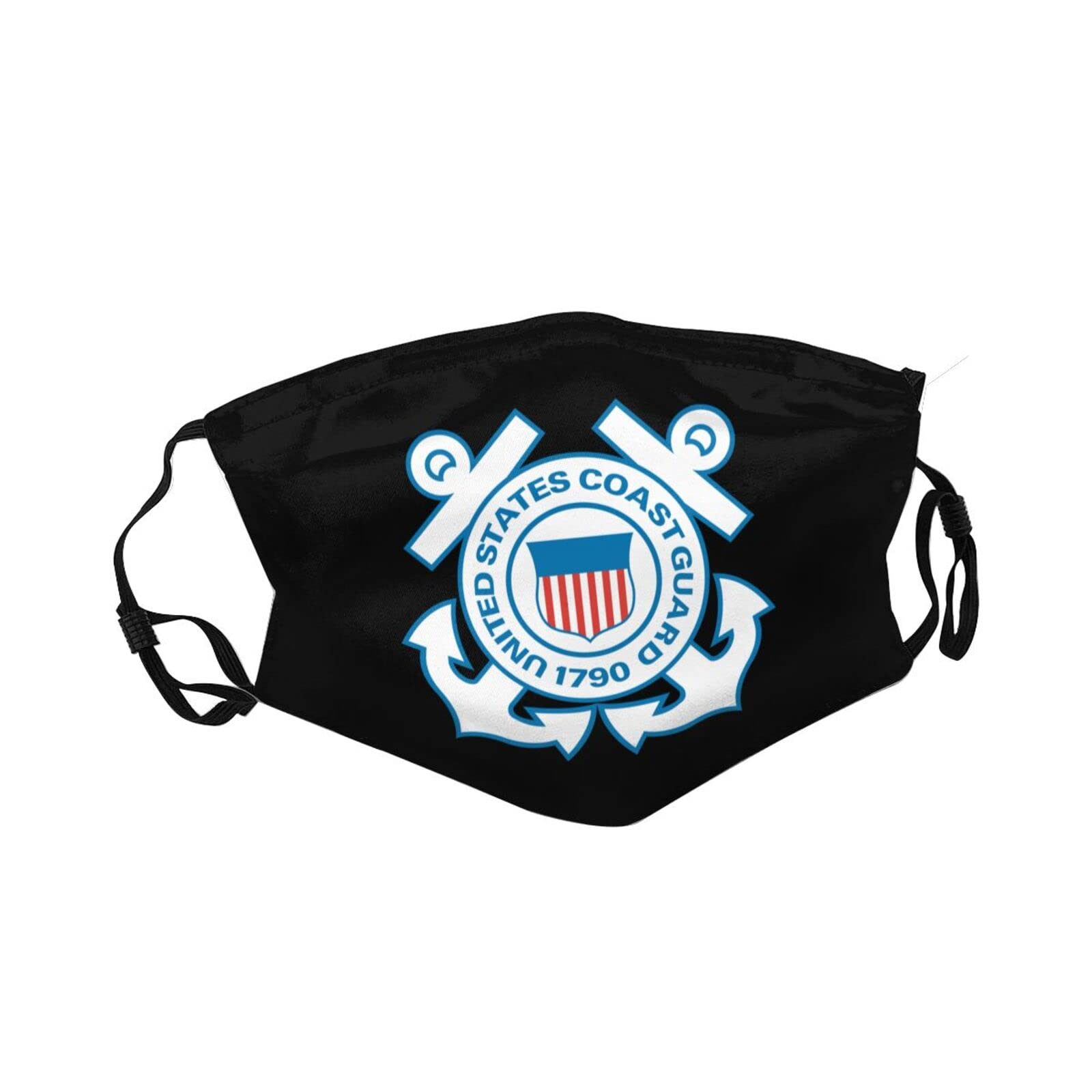Reusable US Coast Guard Face Mask for Adults - Double-Sided Printed Dust Mask, Black, One Size Fits X-Large | Perfect for Outdoor Activities, Travel & Daily Protection