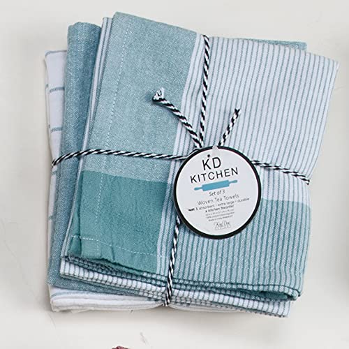 Kay Dee Designs KD Kitchen Tea Towel Set - 2 Pack Absorbent Cotton Dish Towels in Aqua Blue for Drying Dishes, Cleaning & Decor - Perfect for Kitchen, Dining & Housewarming Gifts
