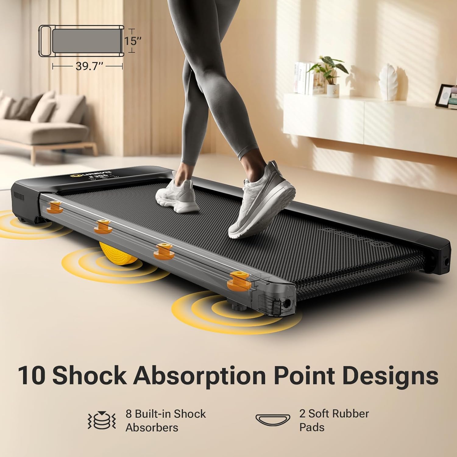 UREVO Under Desk Treadmill - Portable Walking Pad for Home & Office with Remote Control, LED Display & Double Shock Absorption (265 lb Capacity) - Perfect for Workouts While Working or Watching TV