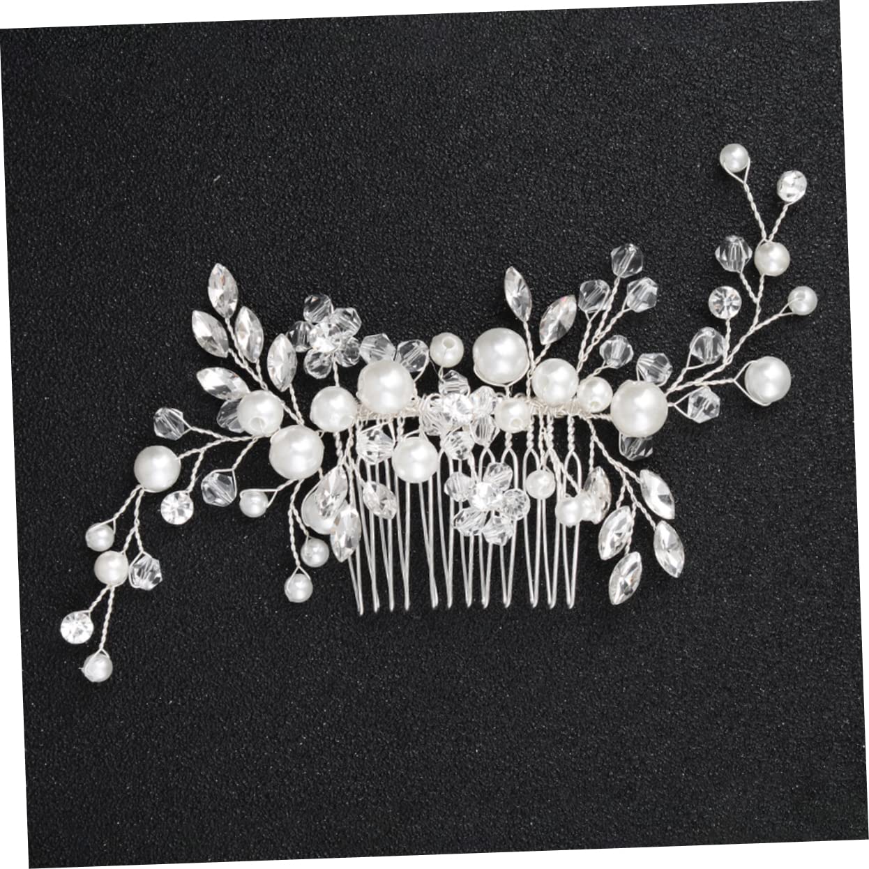 Elegant Bride Pearl Hair Comb - Rhinestone Bridal Headdress for Weddings