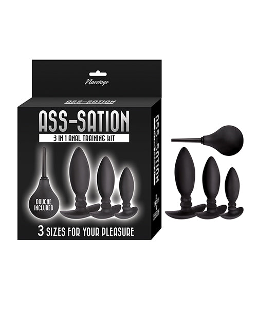 3-in-1 Anal Training Kit with Douche - Black | Beginner to Advanced Enema & Anal Play Set for Couples & Solo Use