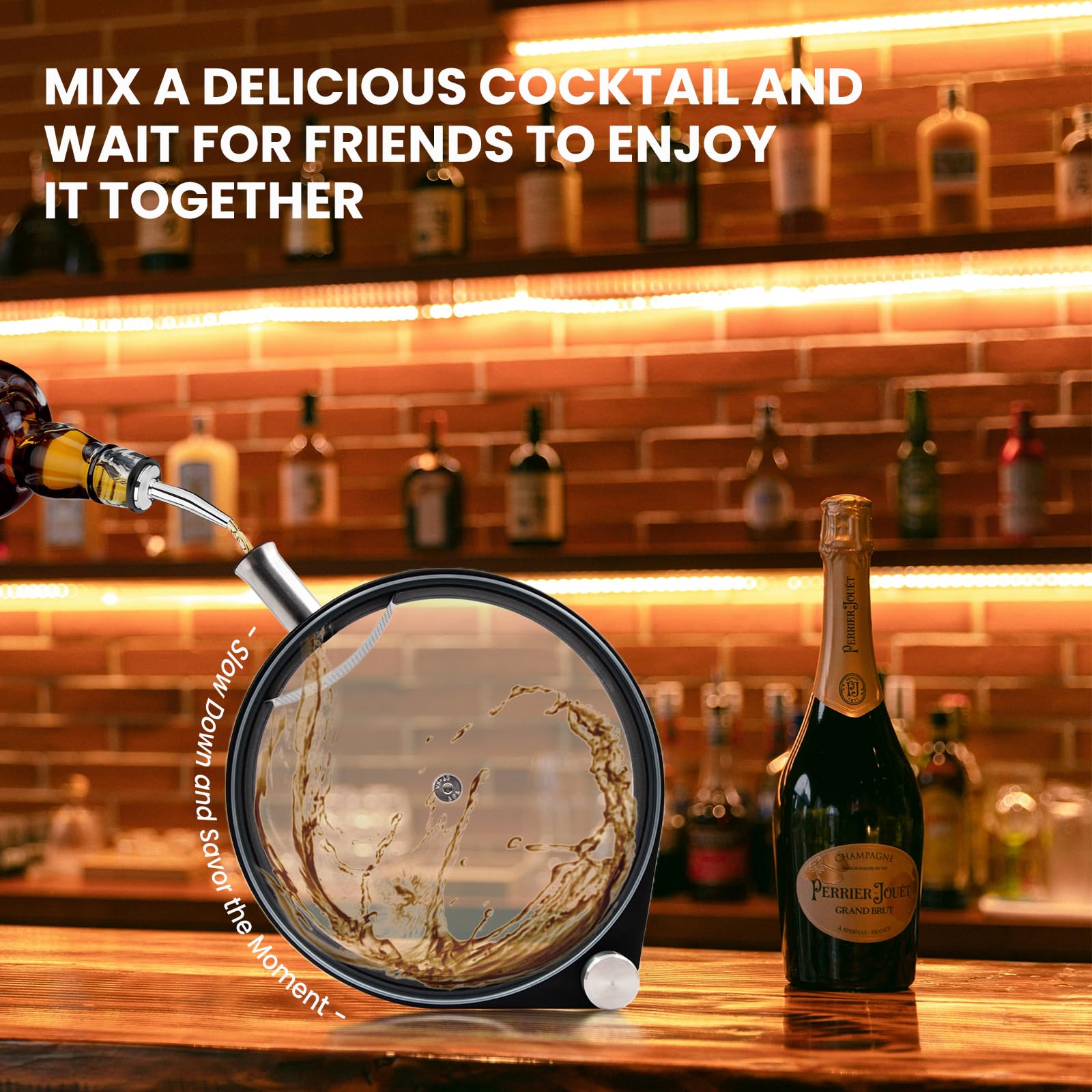 Premium Glass Porthole Infuser Decanter - Versatile Cocktail Shaker & Bottle for Tea, Coffee, Lemonade, Dressings & Vinegars - Perfect for Home Bars, Parties & Gourmet Cooking