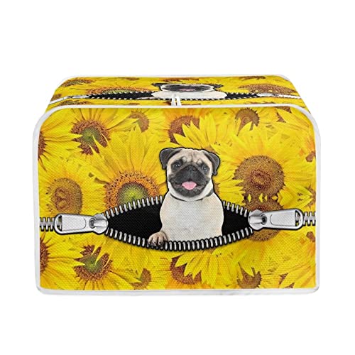 Pug Dog Sunflower Zip