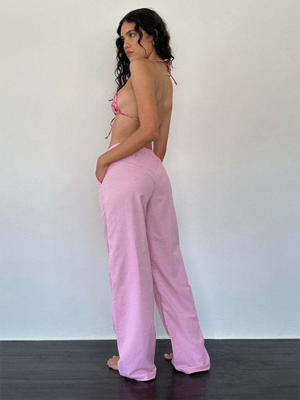 Stylish Casual Striped Drawstring Trousers for Men & Women - Comfortable Elastic Waist Pants for Lounge, Travel, and Everyday Wear