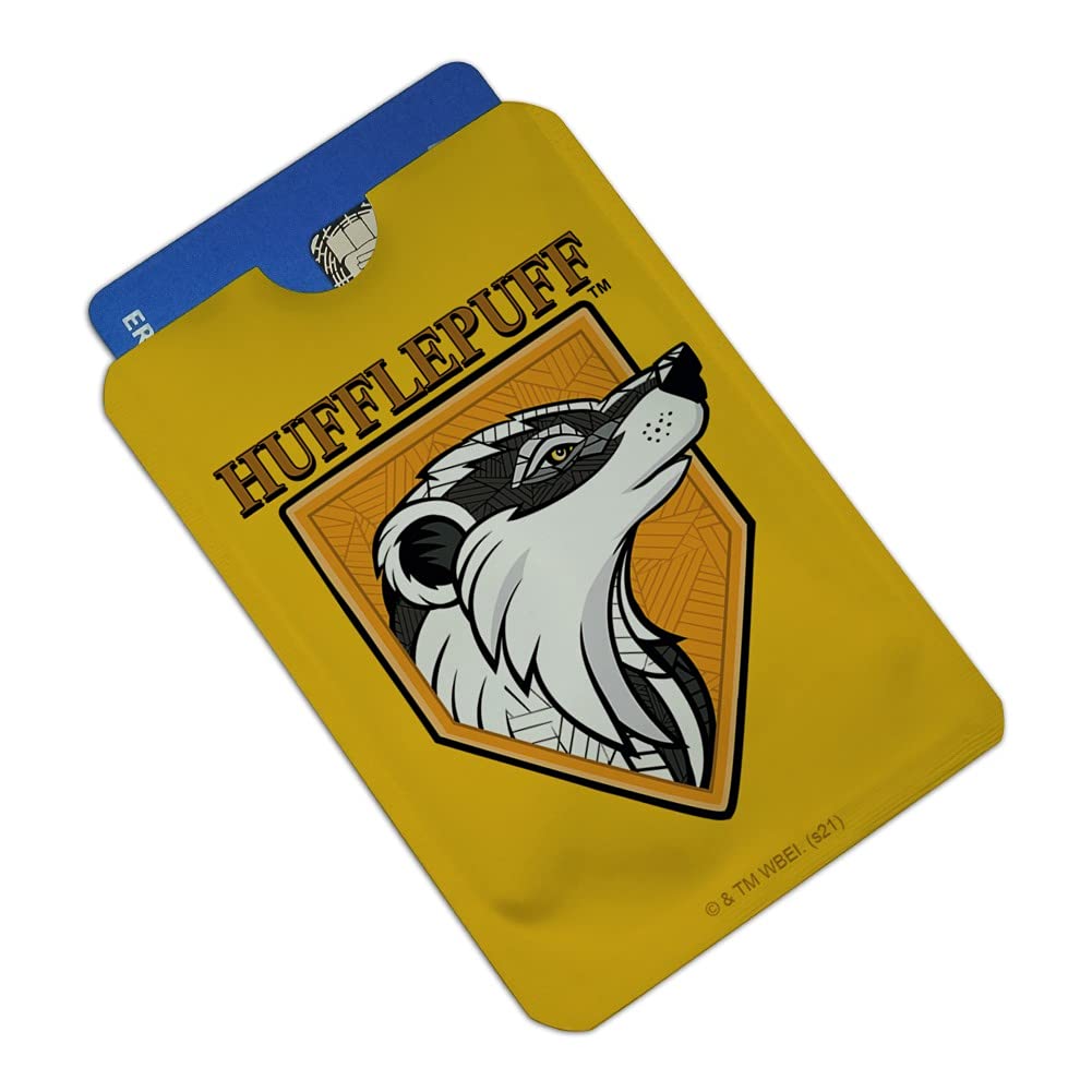Harry Potter Hufflepuff Stained Glass Credit Card Holder - RFID Blocking Wallet Protector (Set of 4) - Perfect for Travel, Shopping & Magic Themed Collections