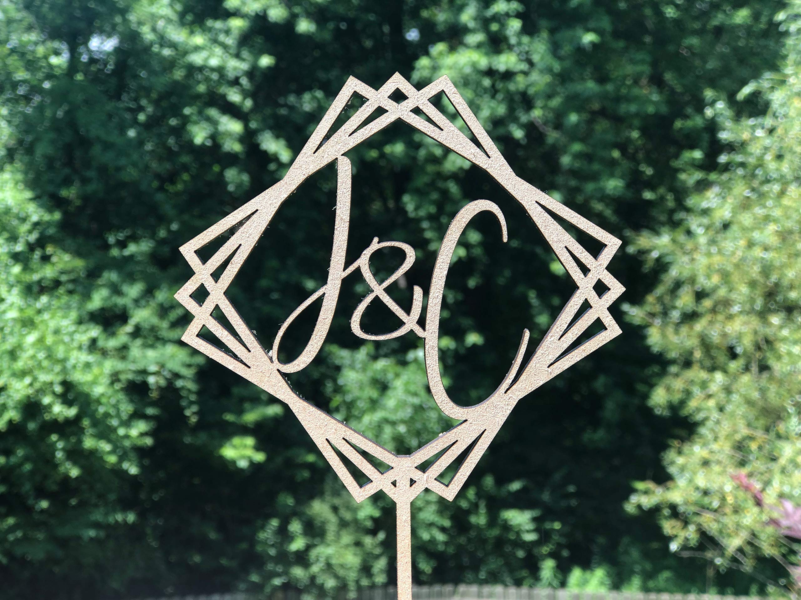Custom Geometric Wedding Cake Topper with Initials - Elegant Anniversary Cake Decoration for Weddings, Anniversaries & Special Celebrations