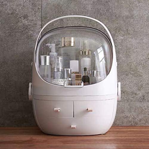 White 3-Drawer Clamshell Makeup Organizer with Curved Design - Perfect for Lipstick, Jewelry & Cosmetic Storage - Ideal for Dressing Table, Vanity & Bathroom Organization
