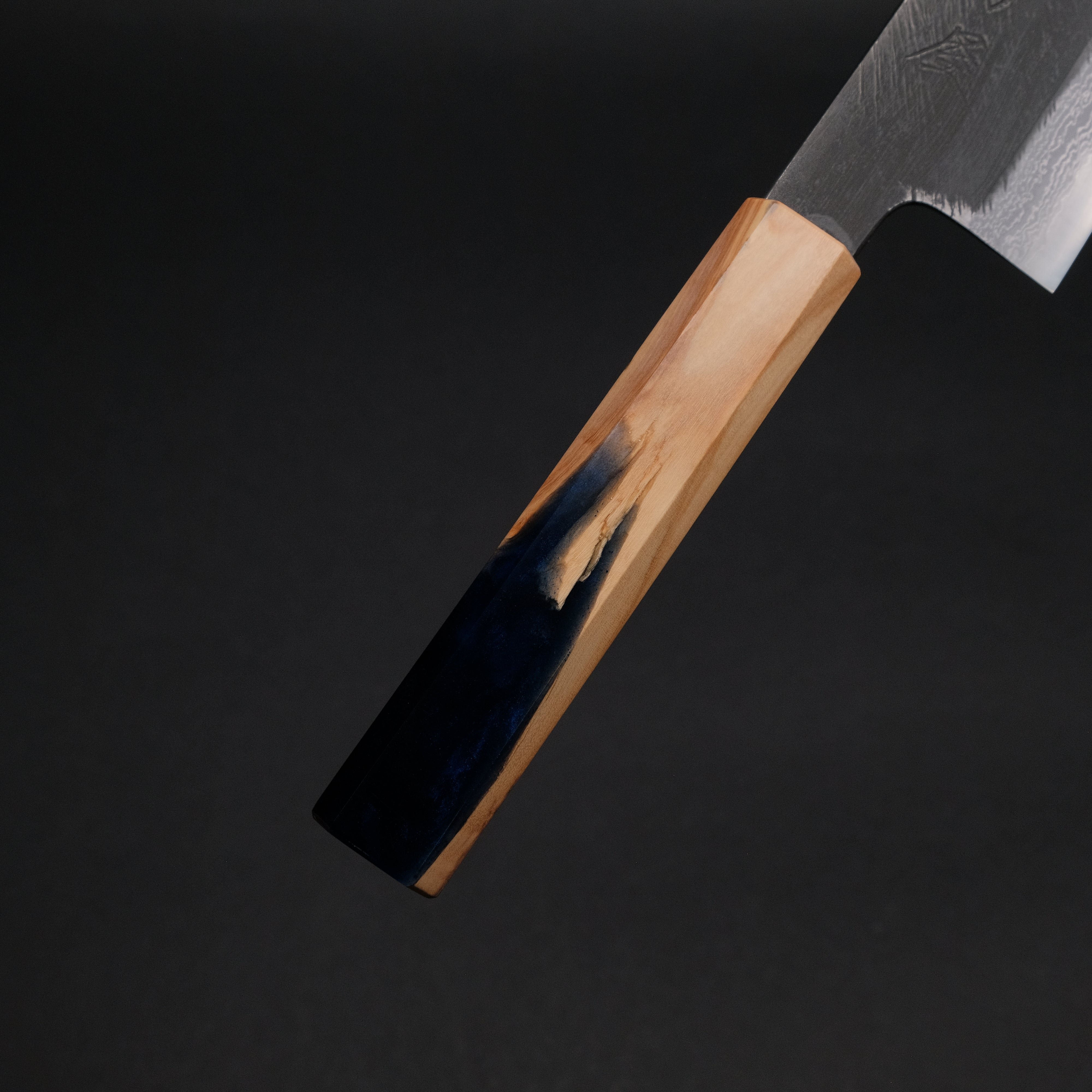 Premium Ajikataya White #2 Matsuba Damascus Santoku Knife 180mm - Olive Wood & Resin Handle (#19) - Japanese Kitchen Knife for Professional Chefs & Home Cooking - Perfect for Slicing, Dicing & Chopping Vegetables, Meat & Fish