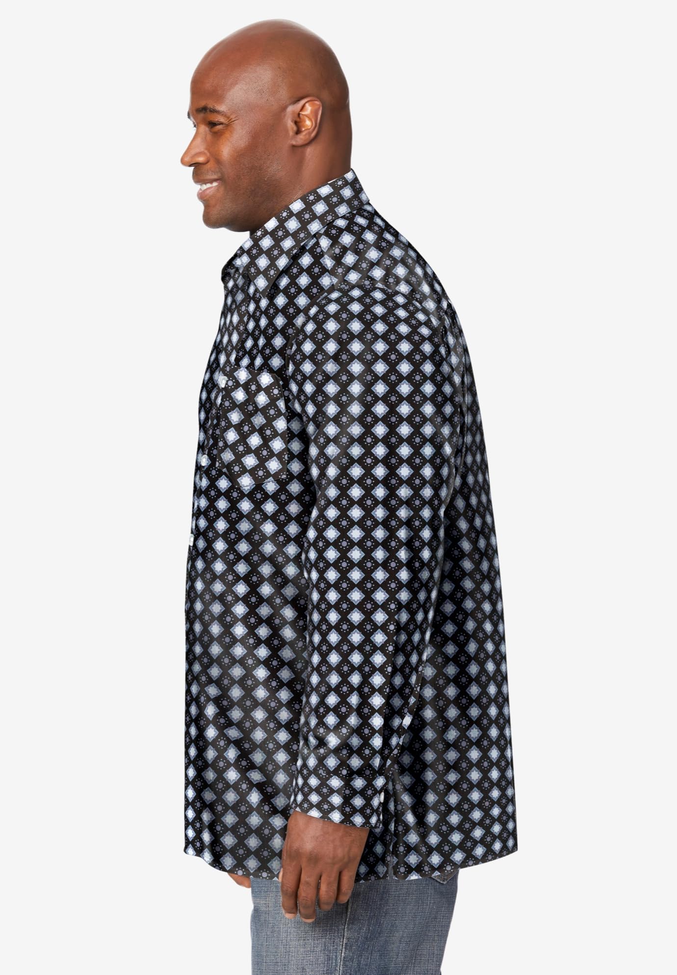 KingSize Men's Big & Tall No-Tuck Casual Shirt - Comfortable Long Sleeve Button Down for Work & Relaxation