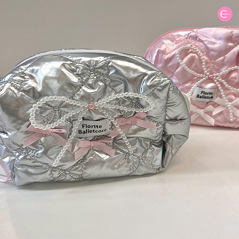FLORTTE Little Bow Series Makeup Bag - Cute Cosmetic Pouch for Travel, Gym & Daily Essentials | Perfect for Women & Girls