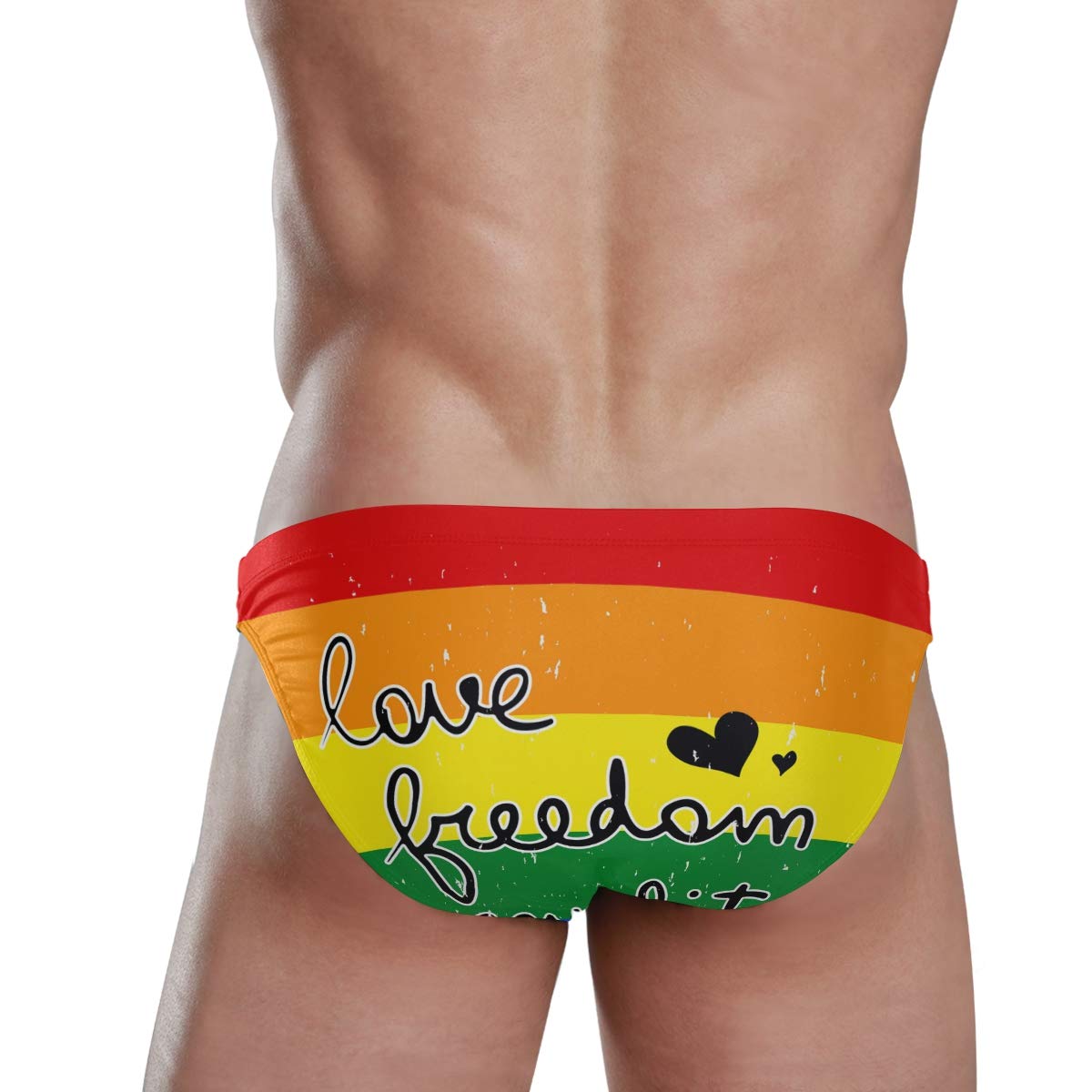 Rainbow Pride Swim Brief for Men - 3XL Beach Bikini Underwear for Big Men