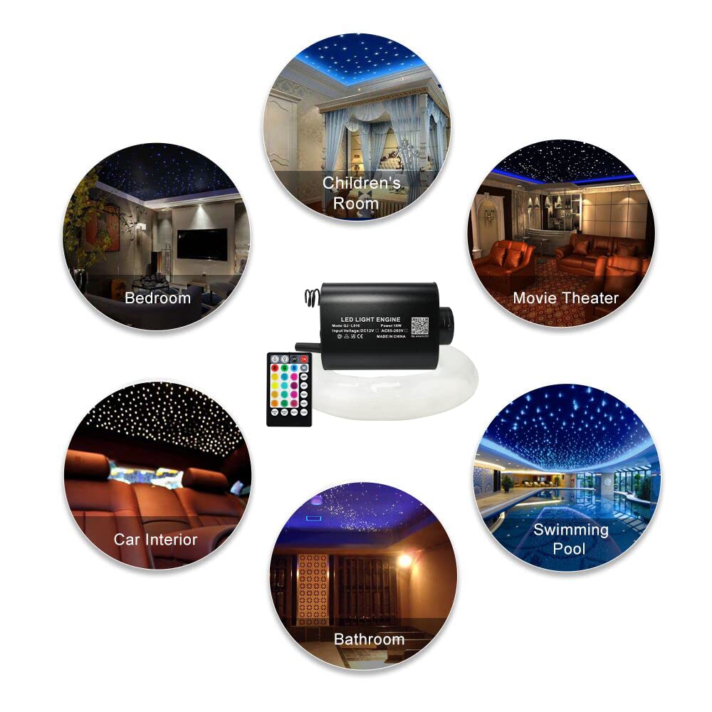 AMKI 16W Fiber Optic LED Star Ceiling Lights Kit - APP & Remote Control, Sound Activated Mode for Car & Home Decoration (550pcs 0.75mm/0.03in Fiber Strands, 13.1ft/4m) - Perfect for Bedroom, Theater, Party & Romantic Ambiance Lighting