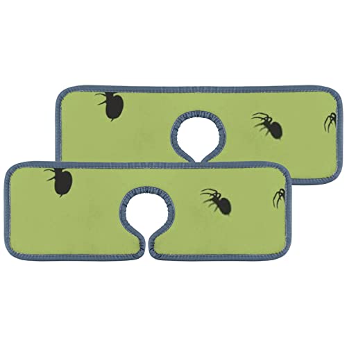 Cartoon Black Spiders Silhouette Green
