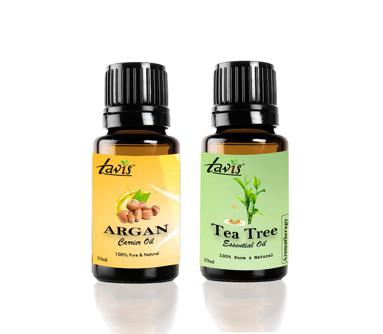 Pure Organic Argan Oil & Tea Tree Oil for Hair, Skin & Nails - Natural Moisturizer & Treatment for Dry Scalp, Acne & Cuticles - Perfect for DIY Beauty & Aromatherapy
