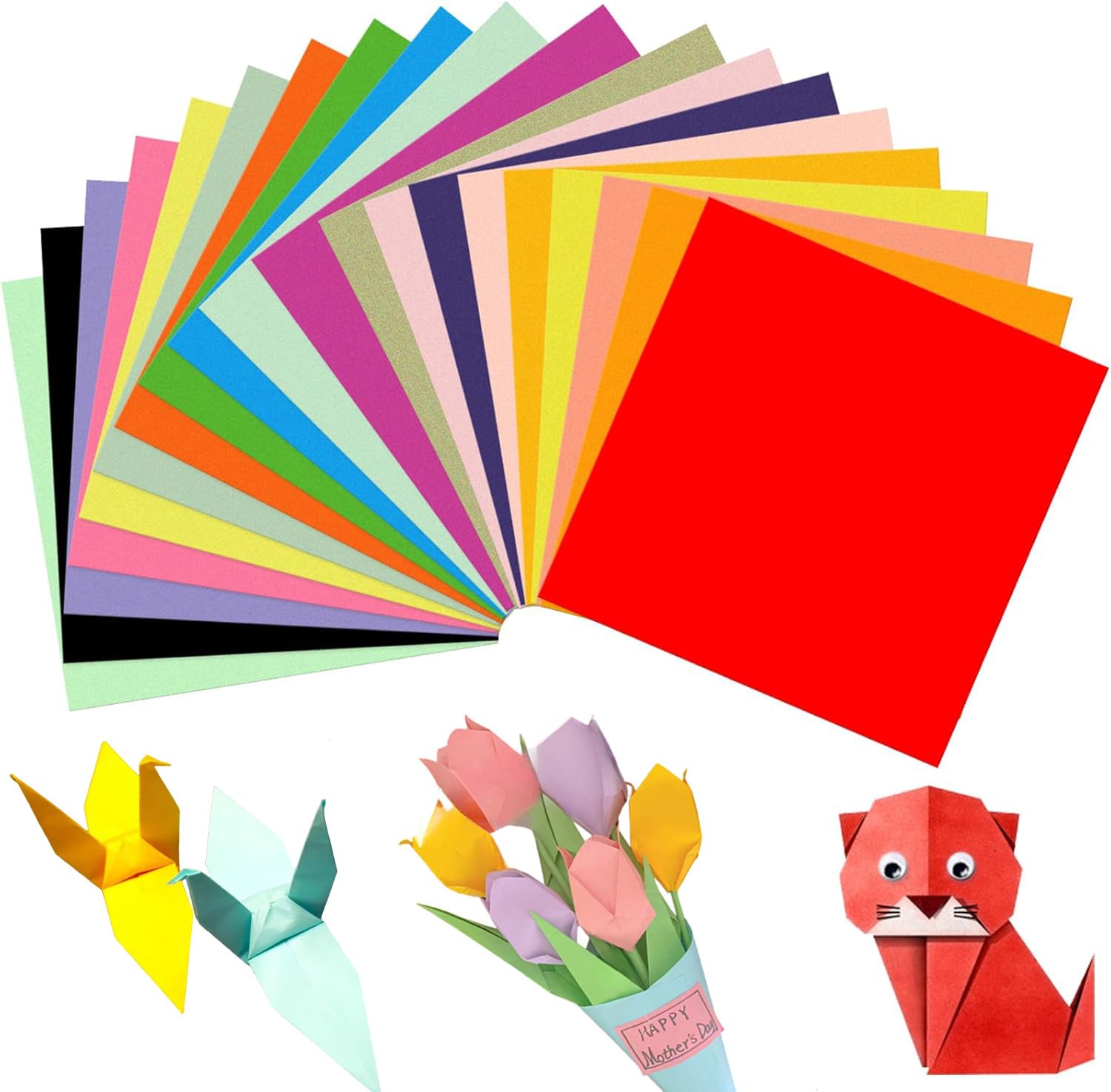 200 Sheets 8x8 Inch Origami Paper - 20 Vivid Colors, Large Square Folding Paper for Kids Crafts, DIY Art Projects & Classroom Activities | Perfect for Birthday Parties, School Projects & Creative Gift Wrapping