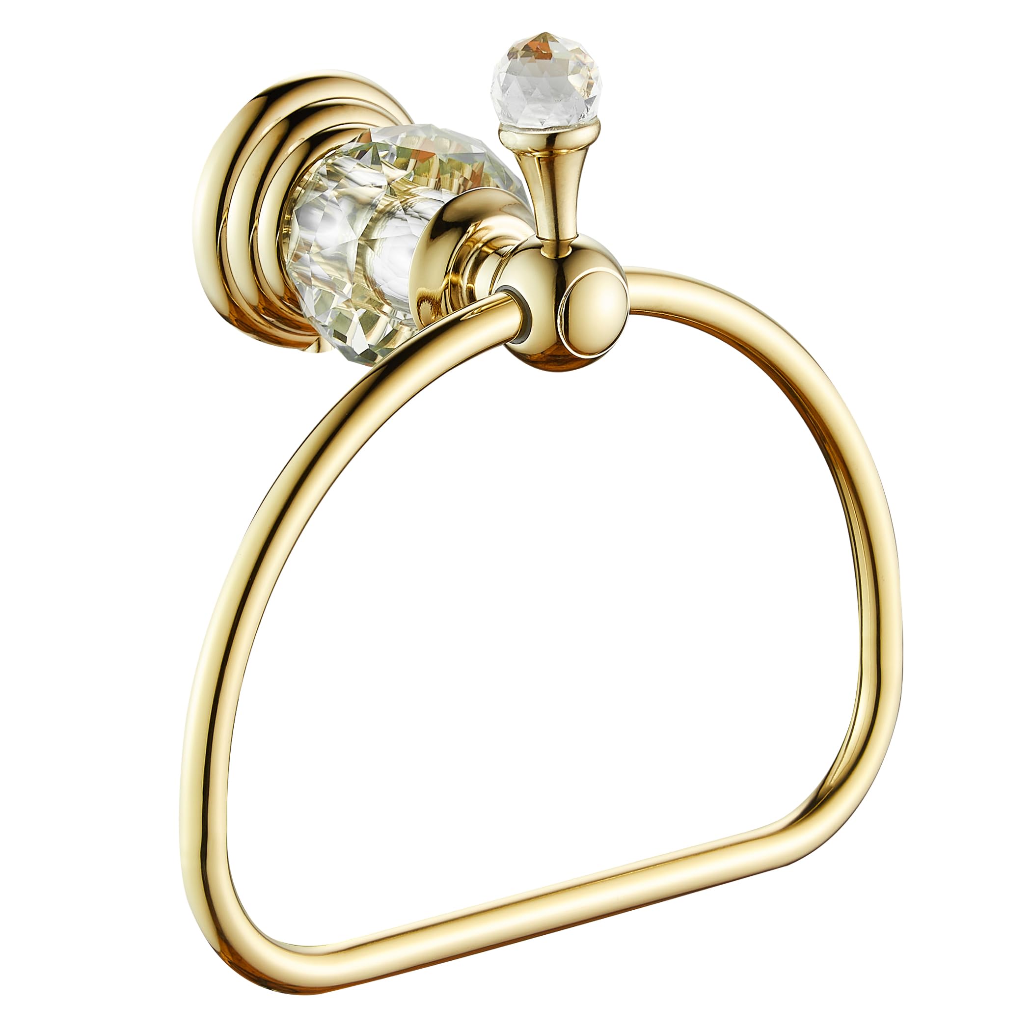 WOLIBEER Gold Towel Ring - Elegant Crystal Wall Mounted Bathroom Towel Holder - Round Hand Towel Ring for Kitchen & Bathroom Decor - Perfect for Home, Hotel, and Spa Use
