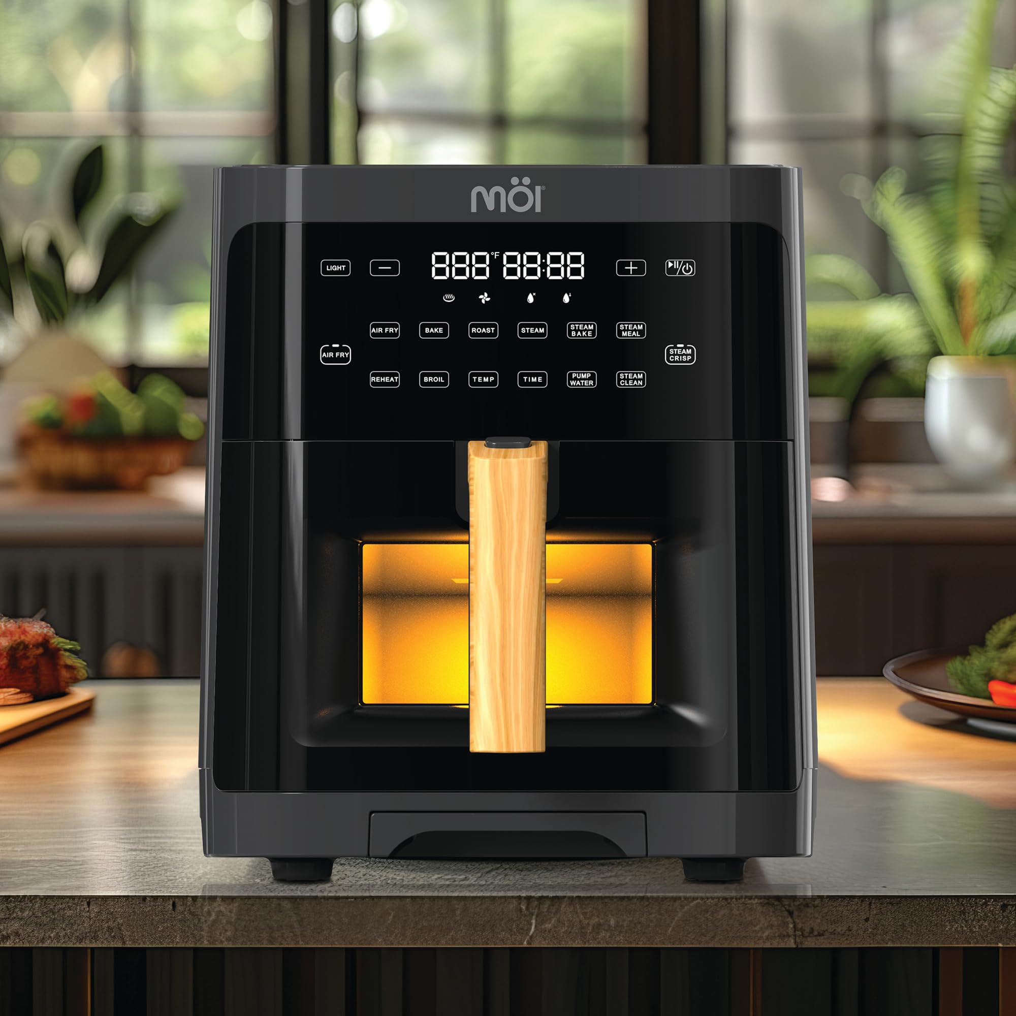 5QT Digital Air Fryer with Steam Function - Stainless Steel Convection Oven with Adjustable Temperature & 12 Presets | Oil-Free Frying, Baking & Toasting | Perfect for Healthy Cooking, Quick Meals & Family Dinners