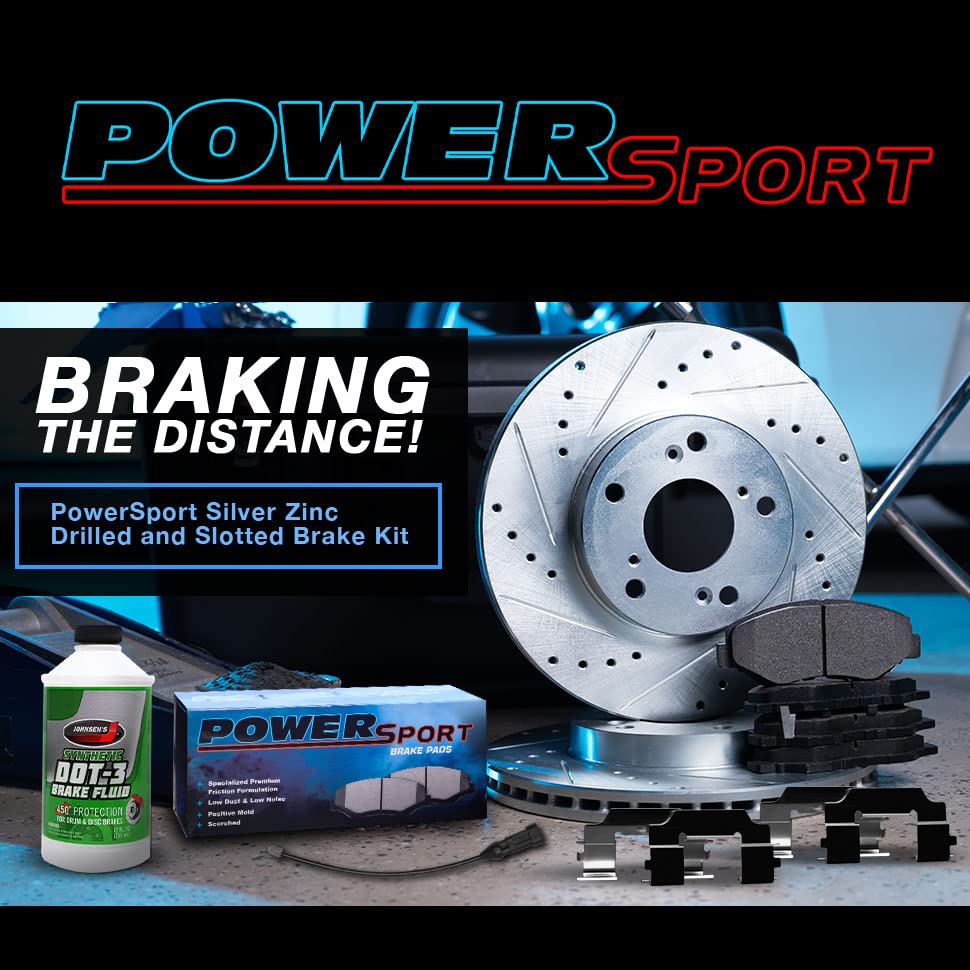 High-Performance Power Sport Front Brake Kit - Semi-Metallic Brake Pads & Rotors with Hardware & Sensor Wire (BLC1.34015.53) - Perfect for ATV, UTV & Off-Road Vehicle Maintenance