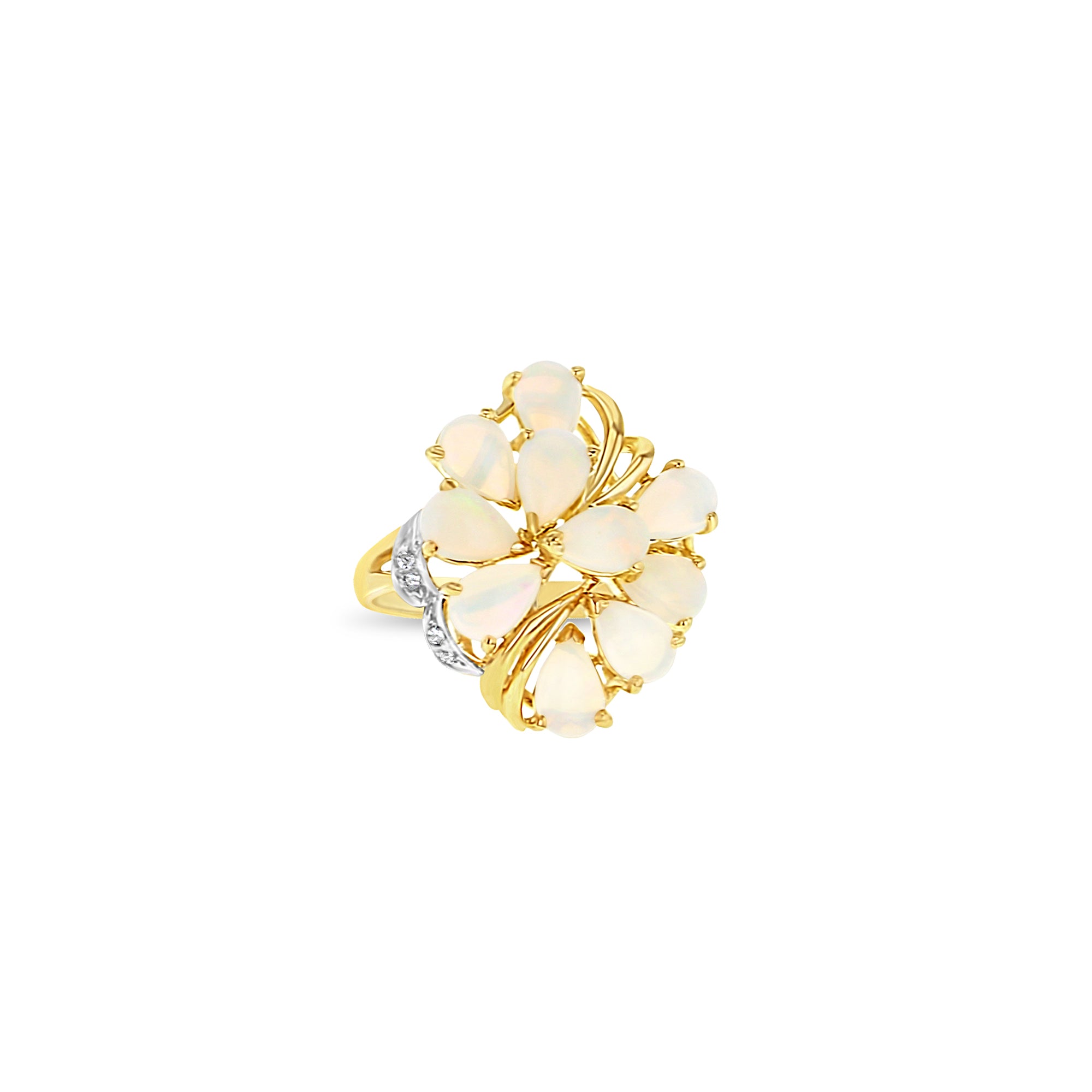 2 Carat Pear-Shaped Opal Cluster Ring - Elegant Statement Jewelry for Weddings, Anniversaries & Special Occasions