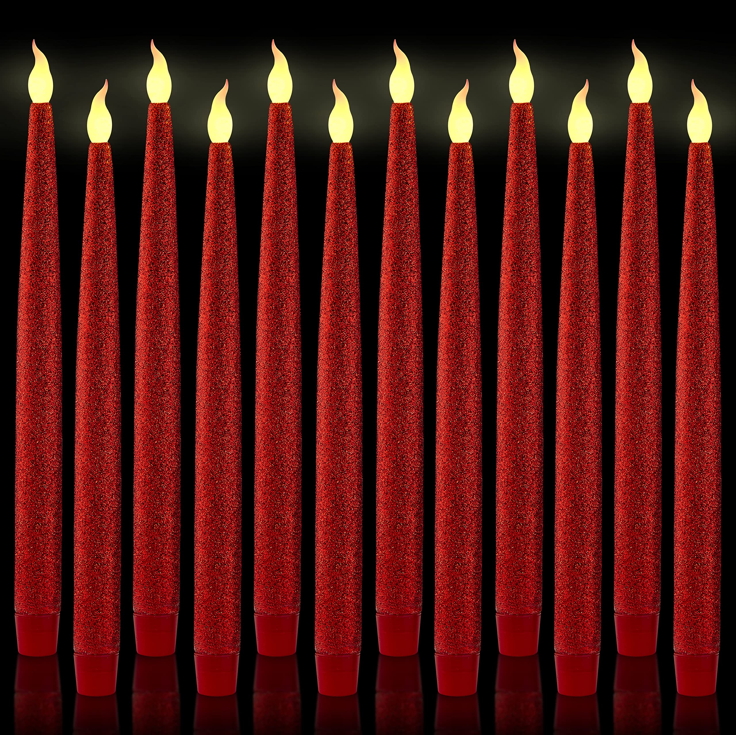 FURORA LIGHTING 12-Pack Red LED Taper Candles - 11.5