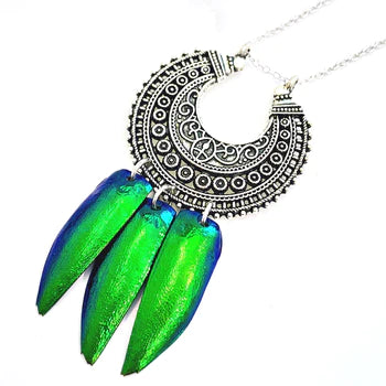 Exotic Beetle Wing Necklace - Handmade Jewelry with Real Insect Wings - Perfect for Boho, Gothic & Nature Lover Fashion Accessories