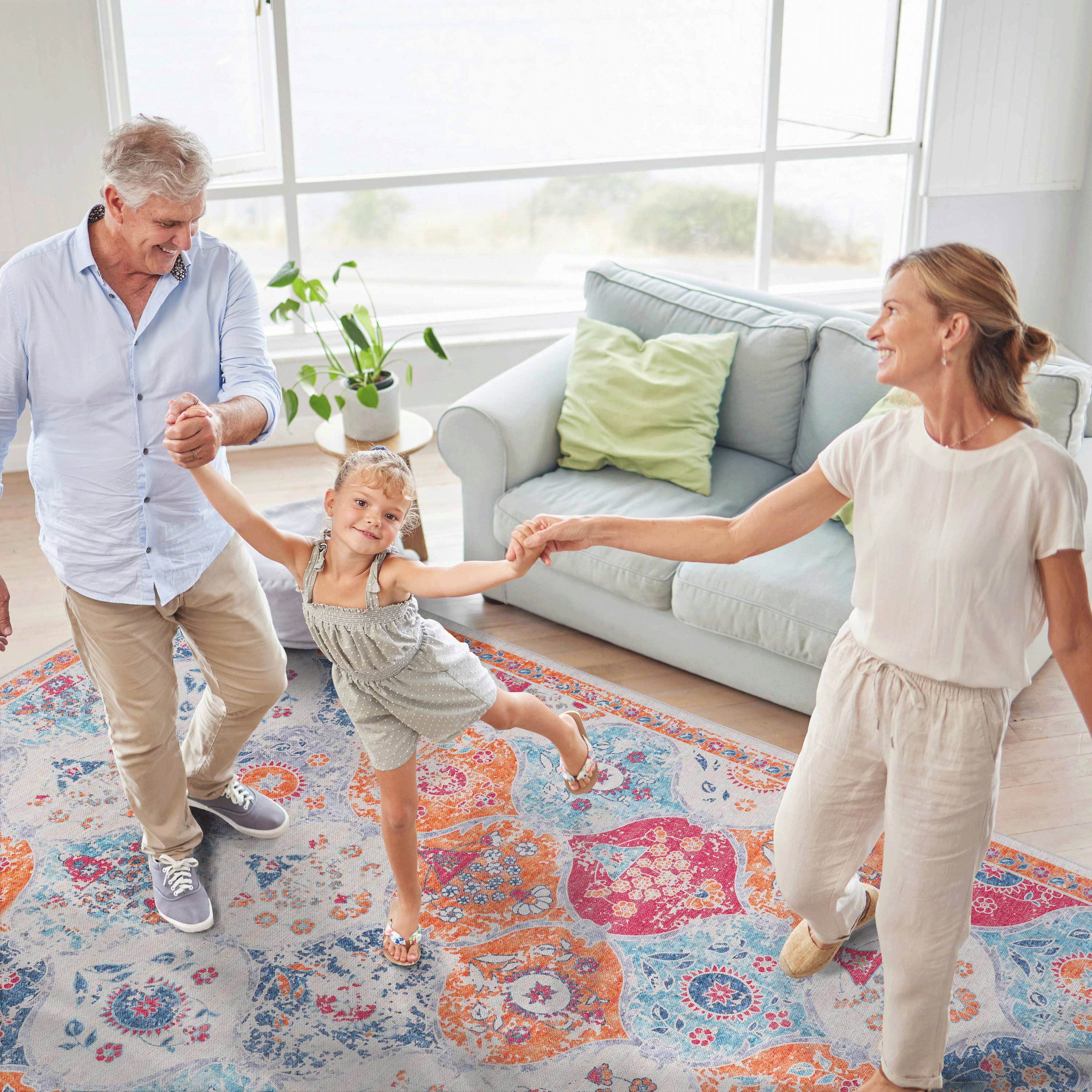 DTY Signature 6x9 Cream Area Rugs - Washable Low Pile Non-Slip Rug for Living Room, Bedroom, Kitchen | Foldable, Pet & Kid Friendly, Non-Shedding Carpet (6' x 9', Cream) - Perfect for Home Decor, Cozy Spaces & High Traffic Areas