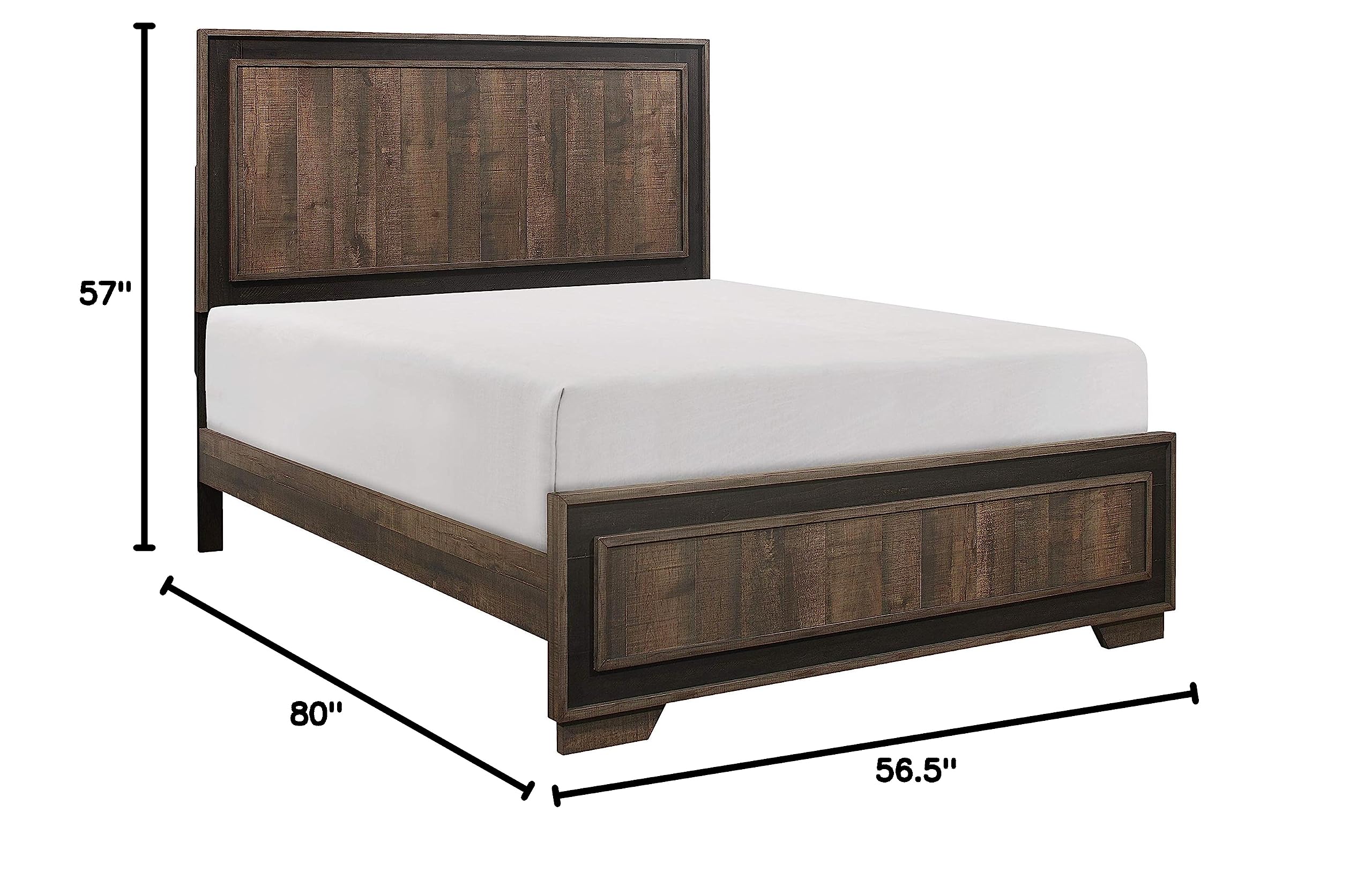 Lexicon Ennis Panel Bed - Full Size Two-Tone Wooden Bed Frame with Headboard | Modern Bedroom Furniture for Guest Rooms & Master Suites