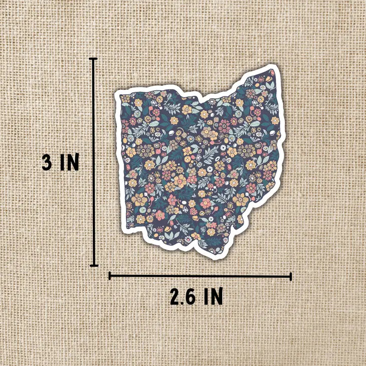 Ohio Floral State Vinyl Sticker - Waterproof Decal for Laptop, Water Bottle & Car - Perfect for Travel, Gifts & Home Decor
