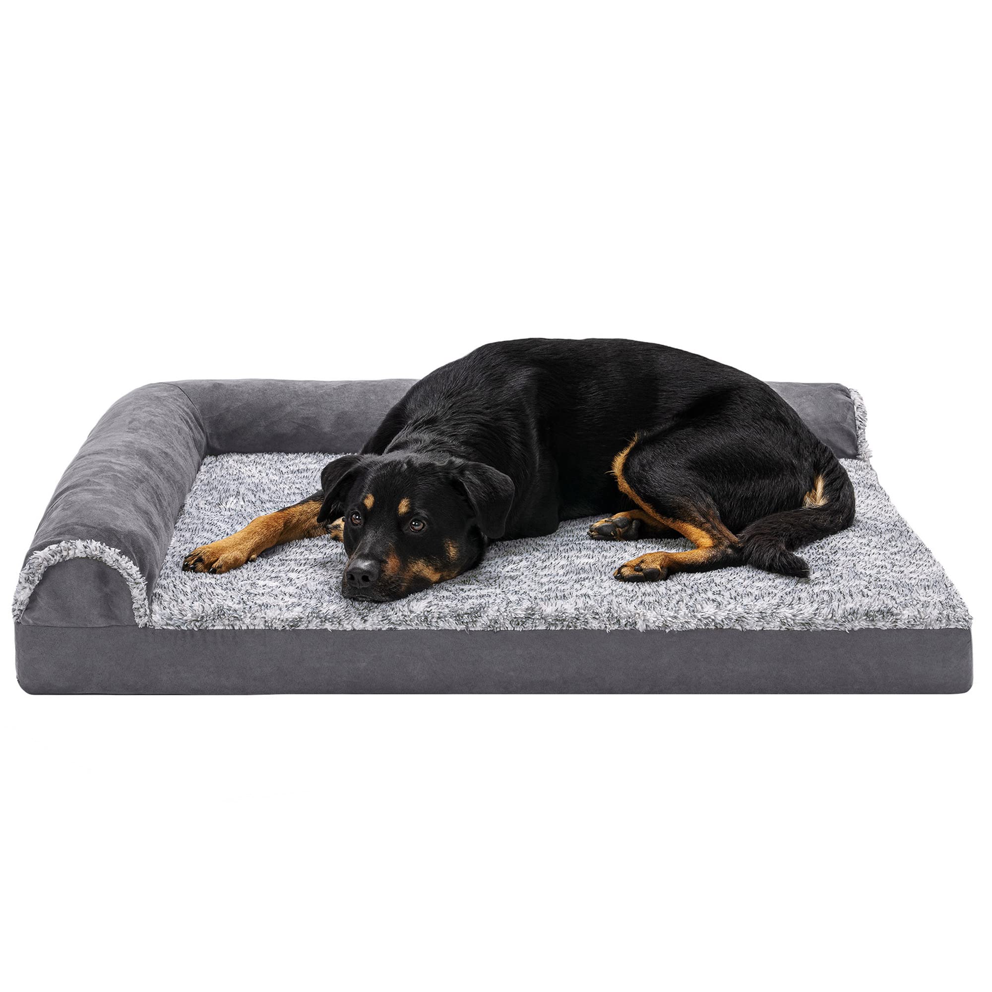 Furhaven Orthopedic Dog Bed for Large Dogs - Washable Cover, Up to 95 lbs - Plush Faux Fur & Suede - Perfect for Living Room or Bedroom