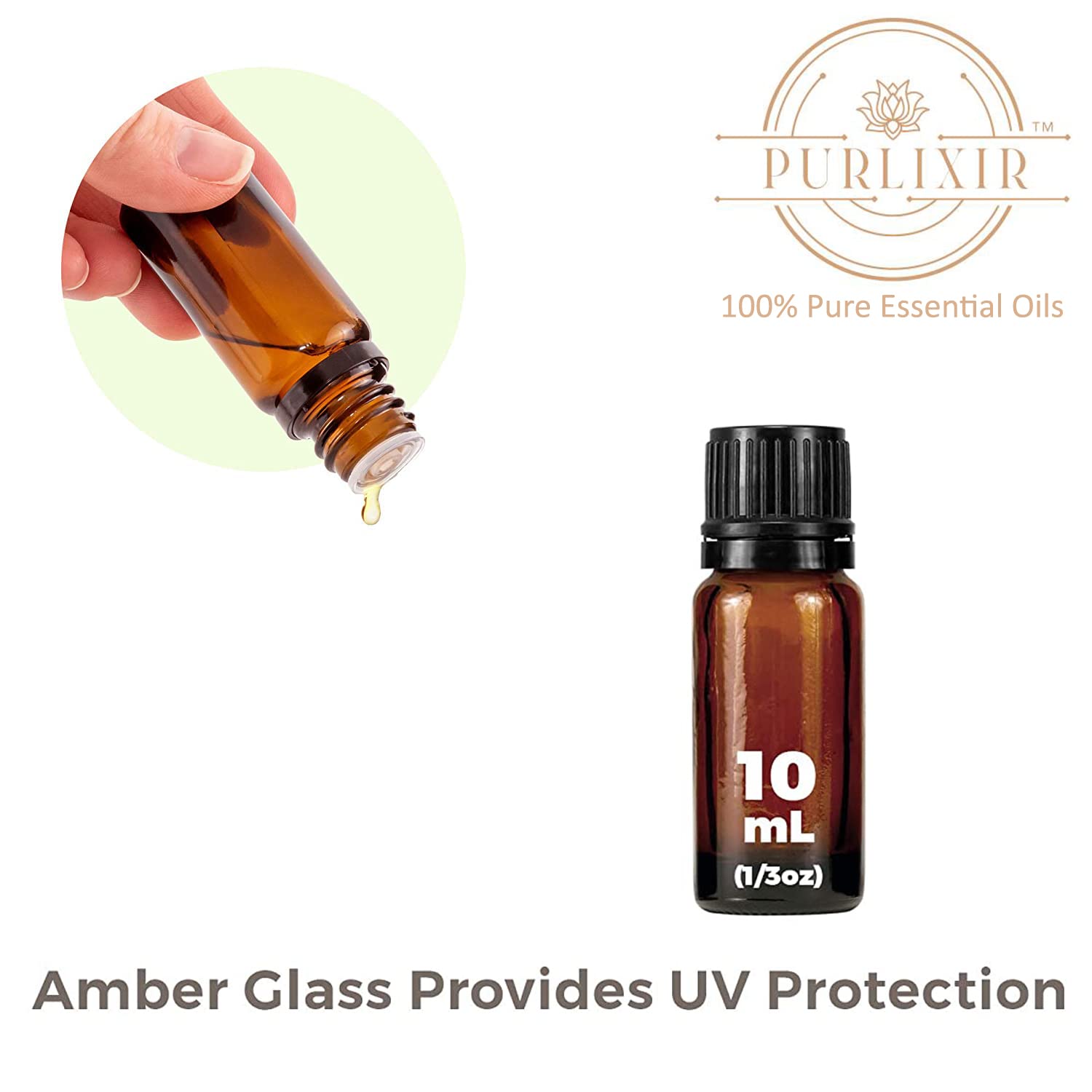 Purlixir 100% Pure Natural Organic Peppermint Essential Oil - 10ml | Stimulates Healthy Skin, Hair & Scalp | Cooling & Refreshing Care for Face & Body | Perfect for Aromatherapy, Massage & DIY Beauty Products