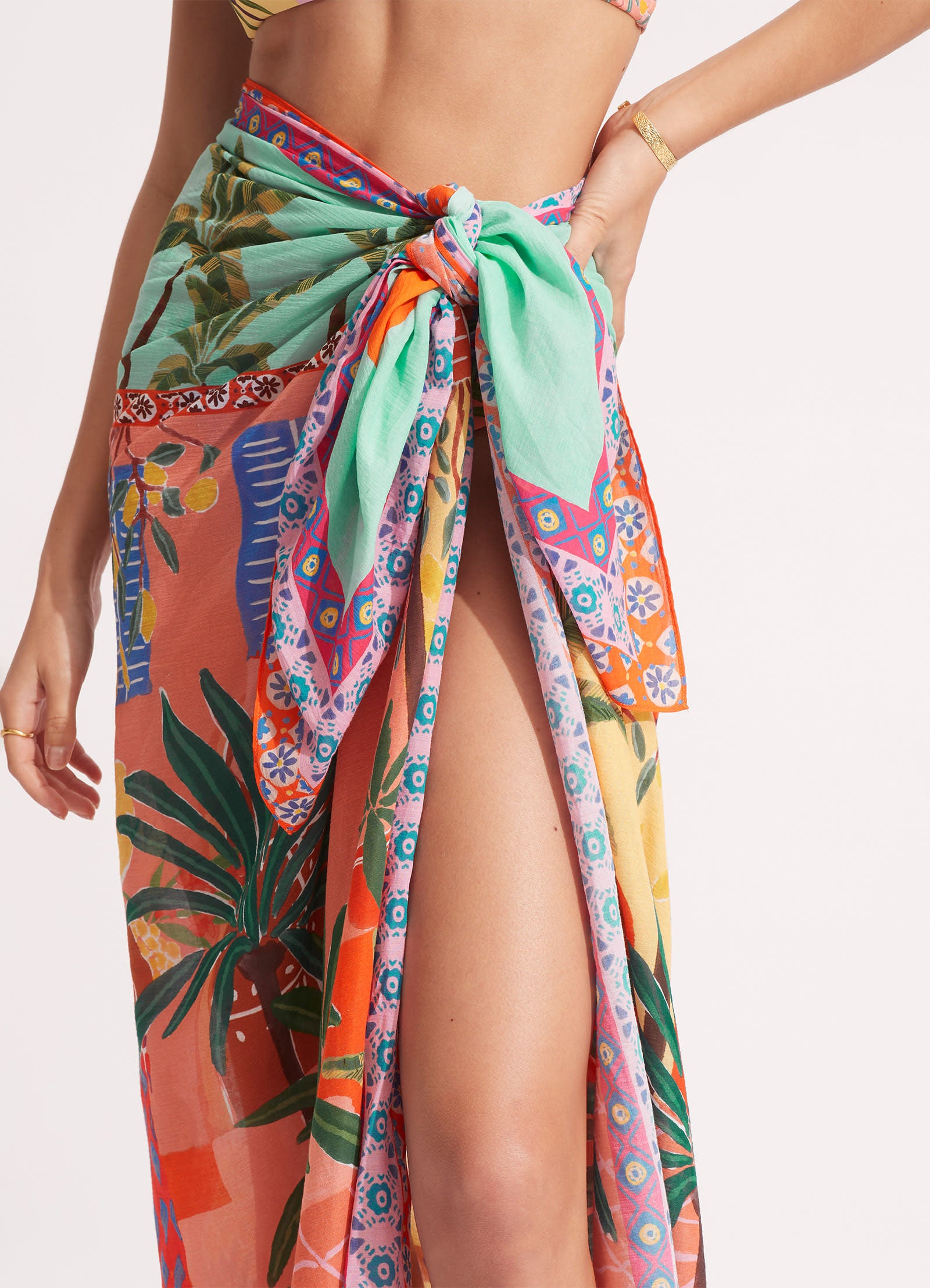 Stylish Vacation Sarong in Azure - Perfect for Beach, Pool, and Summer Outfits
