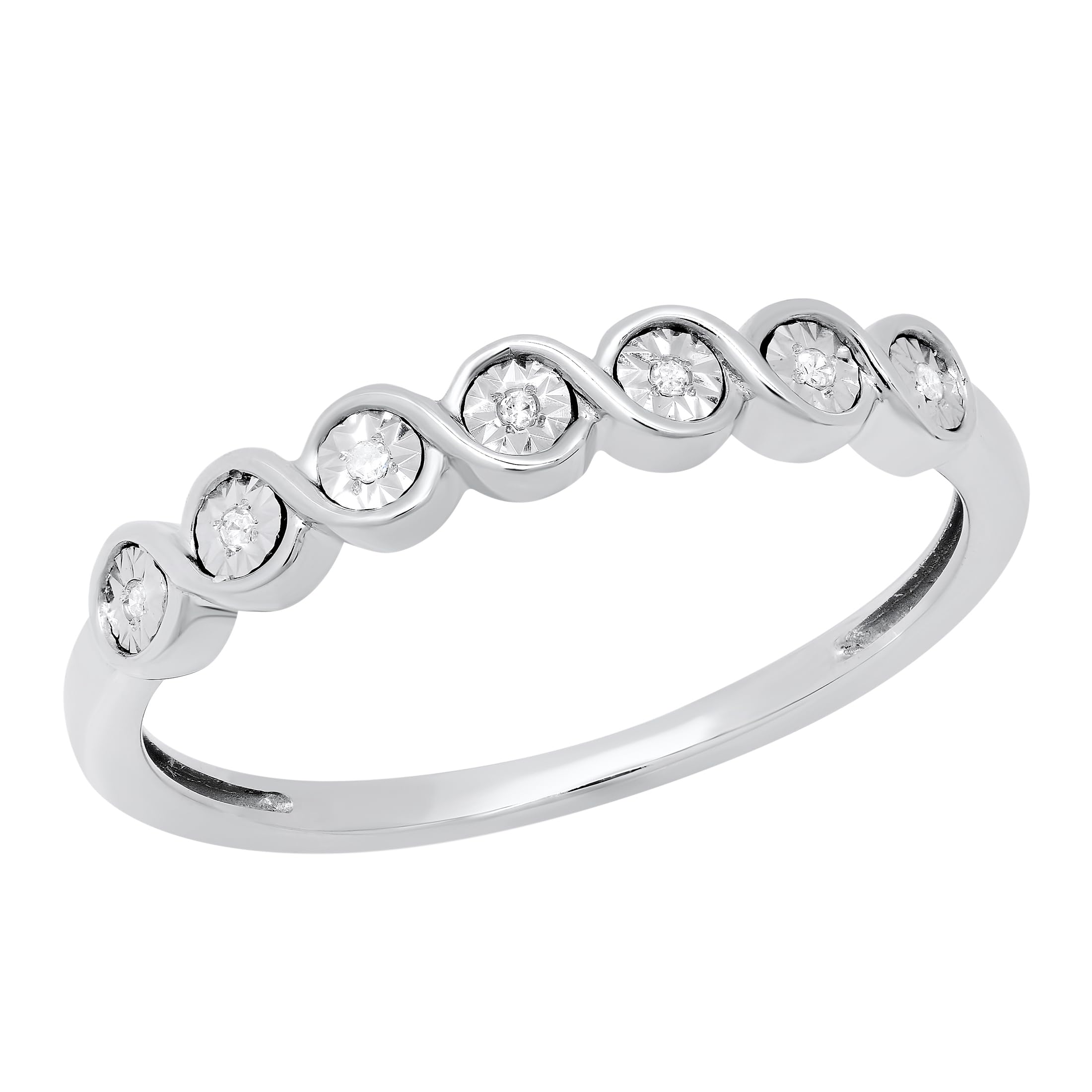 Dazzlingrock Collection 7-Stone Round White Diamond Accent Twisted Swirl Engagement Ring - 10K/14K/18K Solid Gold Wedding Band, Anniversary Gift for Her, Perfect for Proposals & Special Occasions