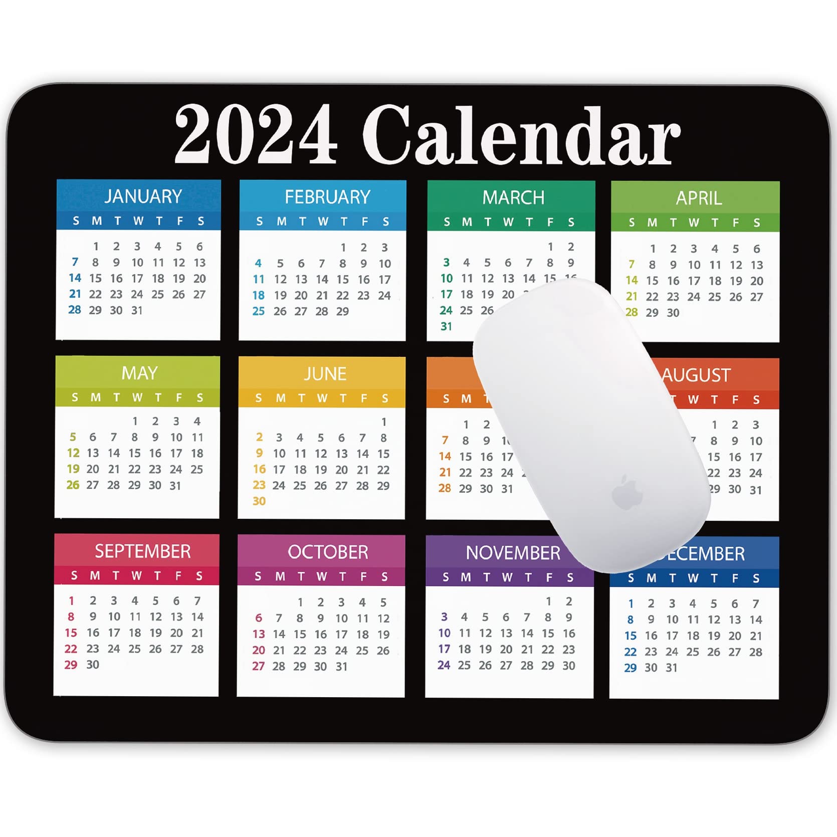 2024 Calendar Mouse Pad - Personalized Gaming Mouse Mat with Non-Slip Rubber Base for Women & Girls - Office Computer Laptop Accessory (Black) - Perfect for Work, Gaming & Home Decor
