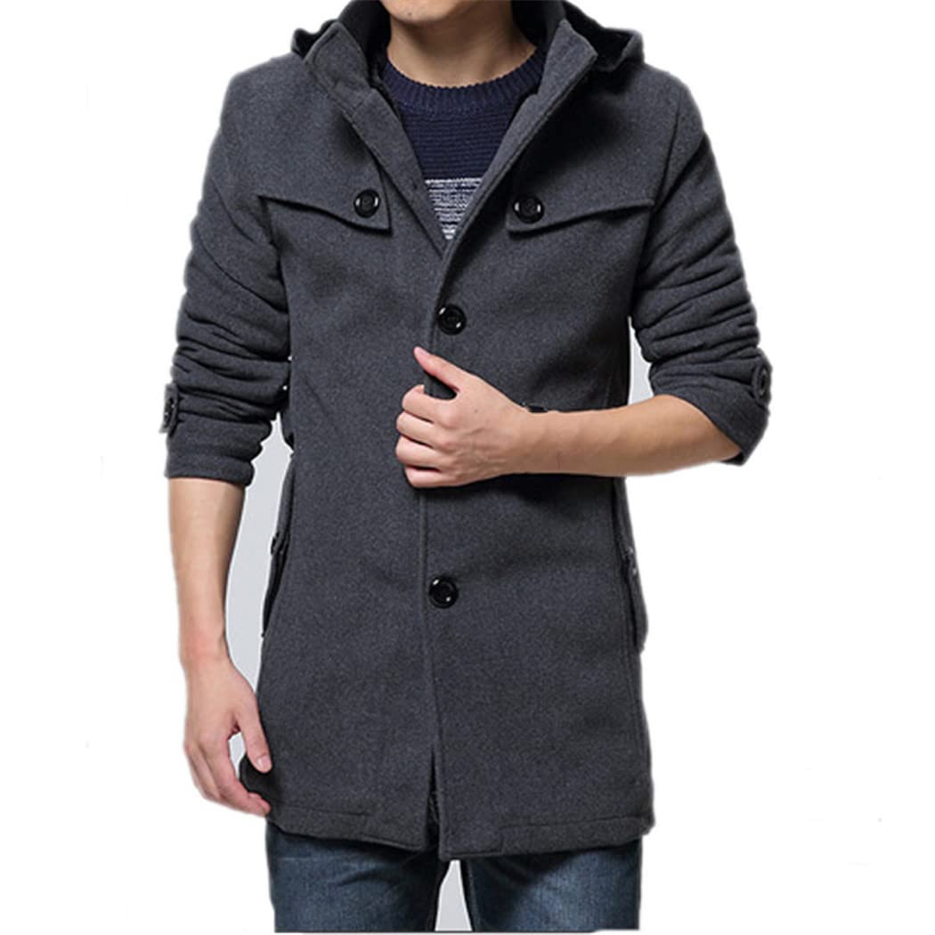 Men's Winter Trench Coat - Long Wool Overcoat with Thick Warm Lining | Water-Resistant Outerwear for Business, Office & Formal Occasions