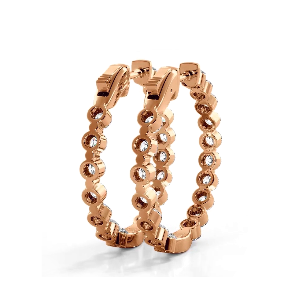 1.50 CTW Floating Round Diamond Small Hoop Earrings - Dainty Everyday Studs for Women, Perfect for Work, Date Night & Special Occasions