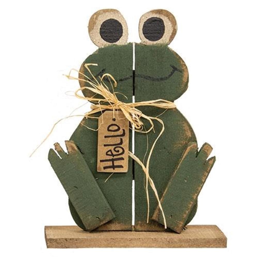 Rustic Wooden Frog Statue - Handcrafted Home Decor for Shelf, Desk & Garden - Perfect for Farmhouse, Cottage & Outdoor Decor