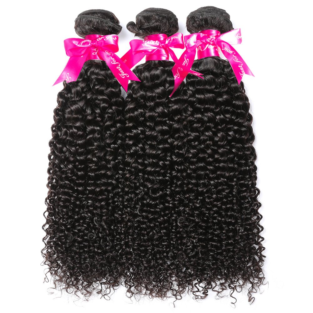 Brazilian Curly Human Hair Extensions 3 Bundles - 10A Unprocessed Virgin Hair, 20/22/24 Inch, Double Weft, Black | Natural Curly Weave for Women | Perfect for Daily Wear, Parties & Special Occasions