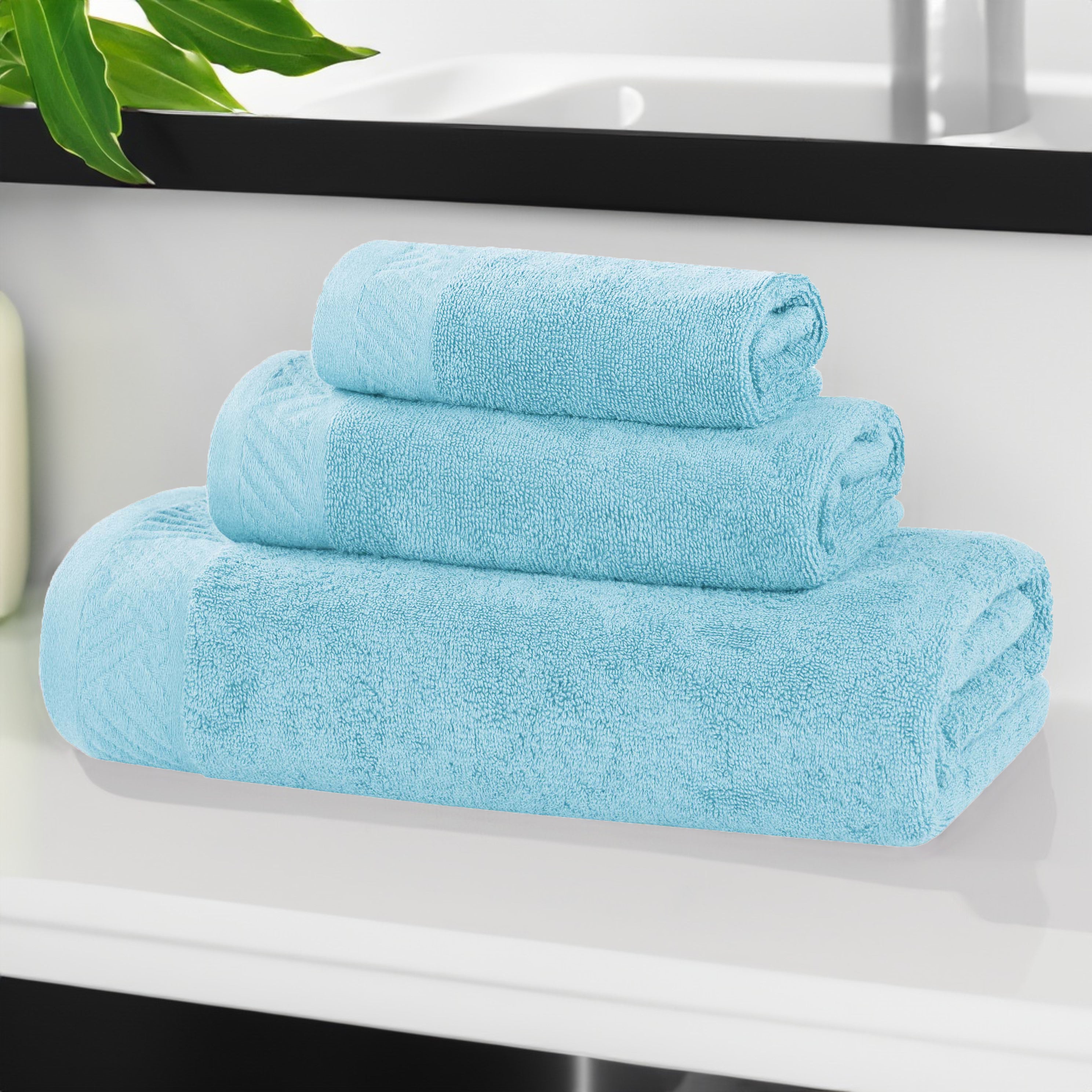 Premium Basketweave Egyptian Cotton 3-Piece Towel Set - Ultra Soft & Absorbent Bath, Beach & Gym Towels for Luxury Spa, Pool & Travel Use