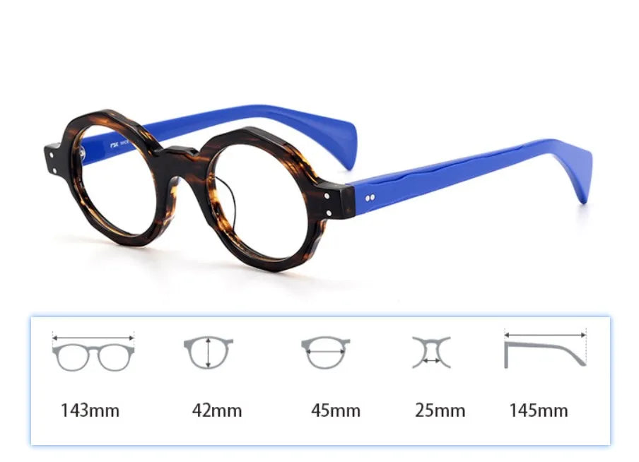 CCspace Unisex Full Rim Large Round Acetate Eyeglasses 57333 - Stylish & Lightweight Glasses for Men & Women - Perfect for Reading, Driving & Fashion Accessories