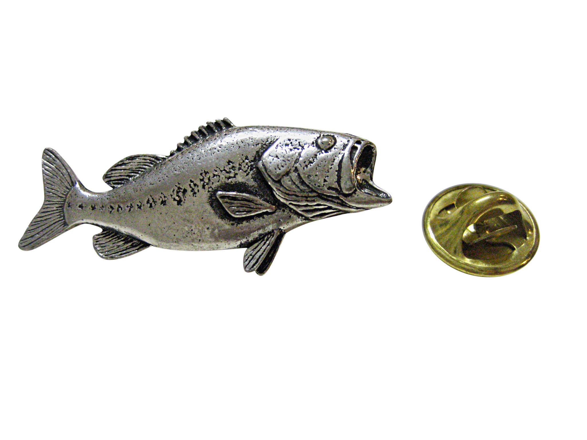 Kiola Designs Bass Fish Lapel Pin - Handcrafted Metal Fishing Enthusiast Badge - Perfect for Jackets, Hats & Gift Giving for Anglers