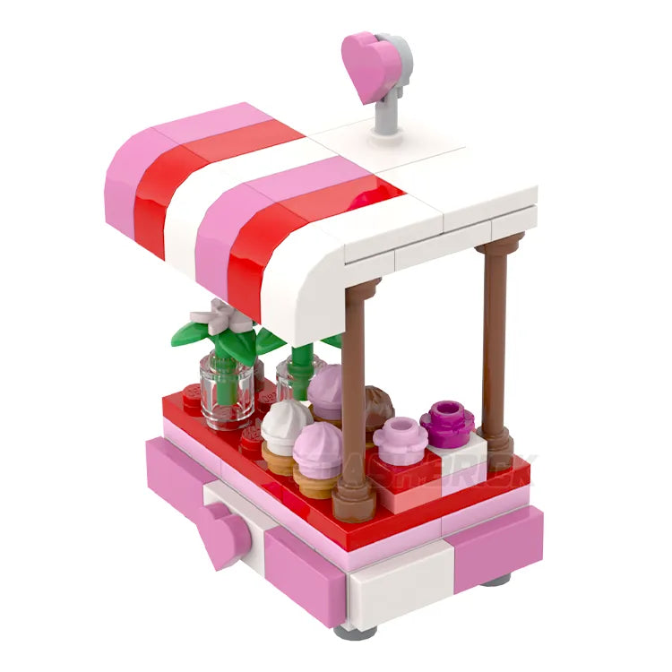 LEGO Be My Valentine Stall Market Kiosk Building Set with Flowers, Sweets & Presents - MiniMOC Valentine's Day Gift for Kids & Adults - Perfect for Romantic Displays & Collectors