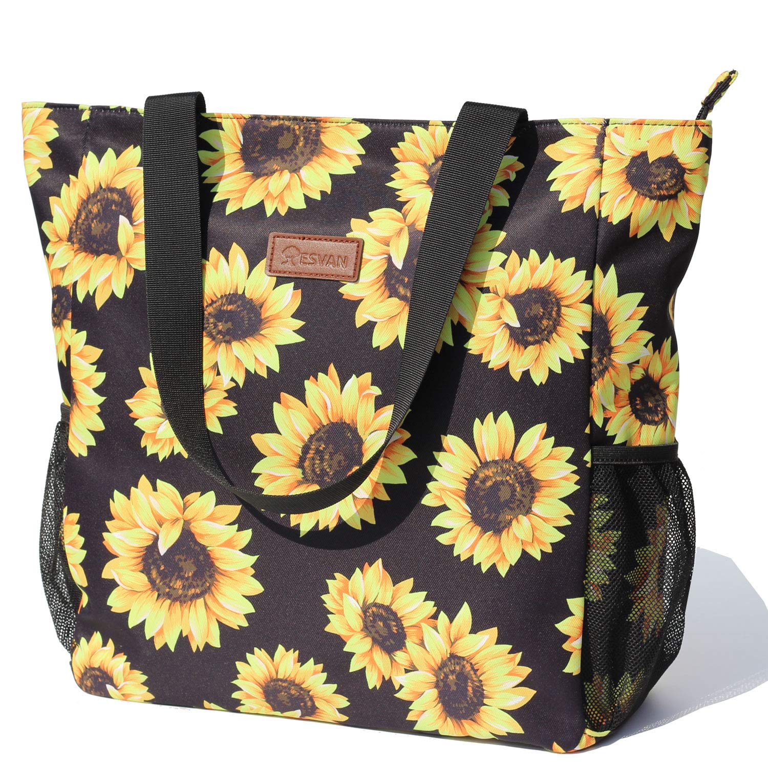 ESVAN Waterproof Floral Print Large Tote Bag - Durable Gym Beach Travel Shoulder Bag for Women - Perfect for Work, Shopping & Vacation Essentials