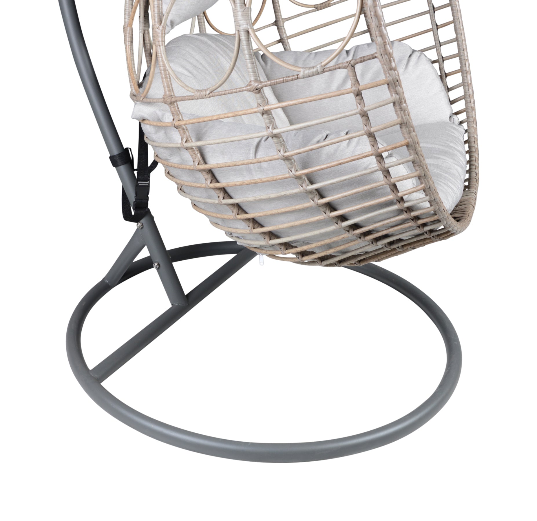 Cayden Wicker Basket Chair - Black Rattan Hanging Egg Chair for Indoor/Outdoor Patio, Porch, Garden & Balcony Relaxation