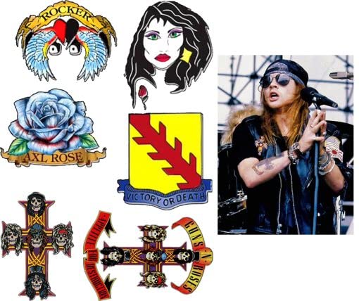 Axl Rose Inspired Temporary Fake Tattoos - Rockstar Style Body Art for Concerts, Halloween & Costume Parties